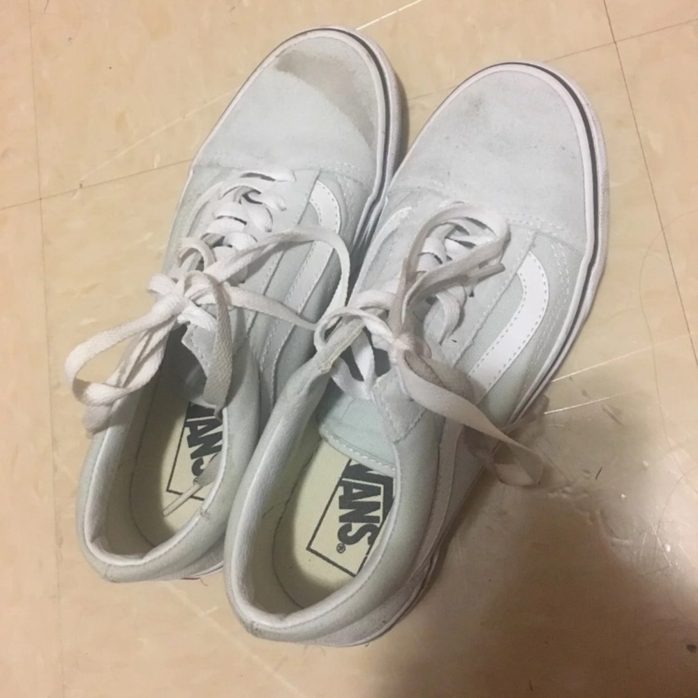 mint green/grey vans